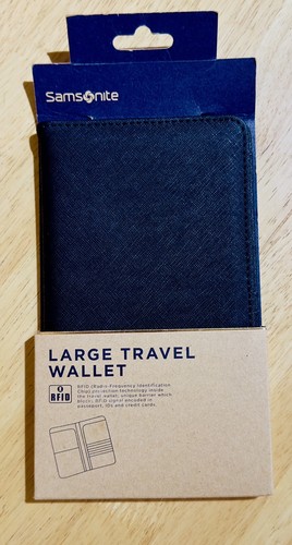 Samsonite Large RFID Travel Bifold Wallet. Black , 8in x 4.5in BNWT - 第 1/4 張圖片