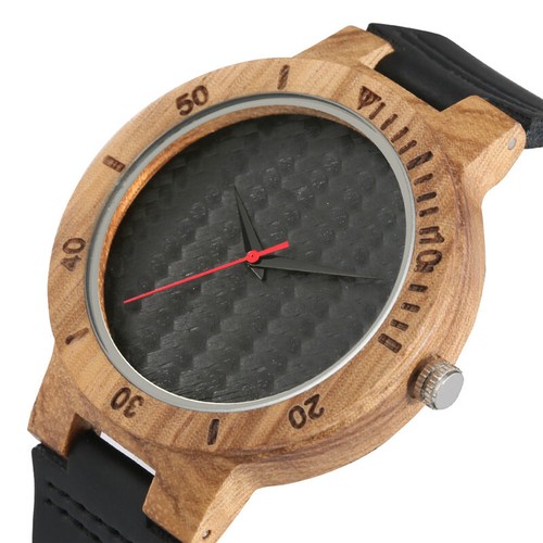 Cool Nature Wooden Black Leather Band Men's Analog Quartz Wrist Watch Gift reloj - Picture 7 of 9