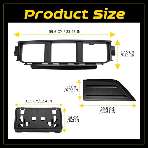 Front Bumper Grille Corner Cover +License plate Panel Trim For Ford F150 2021-23 - Picture 2 of 12