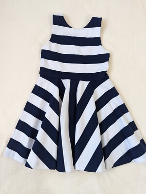 Polo Ralph Lauren Girls Fit & Flare Stripes Navy White Ponte Knit Dress  Size 6 | eBay