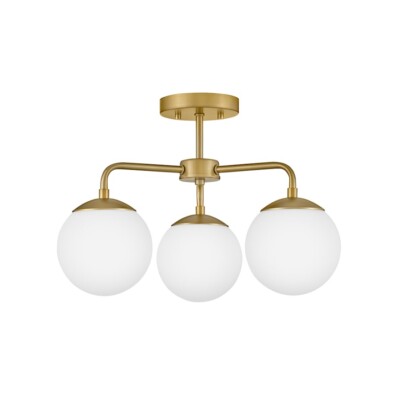 Lark Juniper 3 Light 13'' Semi-Flush, Lacquered Brass/Etched Opal - 84203LCB