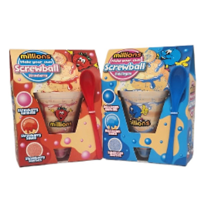 Millions Screwball Erdbeere & Bubblegum Tasse mit Gumball Sherbet Sirup & Löffel