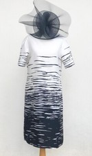 M&S PORTFOLIO Ivory/Cream/Black Stripe Occasion Shift Dress - Satin Feel - 8