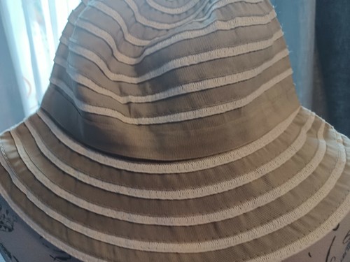 Cappelli Strawood Cache Brown Taupe White Wide Sun Hat with Bow and Logo - Picture 3 of 5