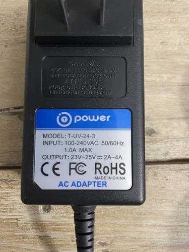 Top Power T-UV-24-3 AC Adapter Power Supply 23V-25V, 2A-4A - Picture 2 of 3