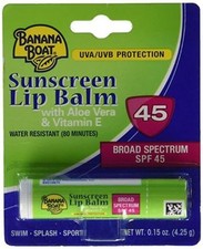 Banana Boat Suncreen Lip Balm SPF 45 UVA/UVB w/ Aloe Vera  Vitamin E