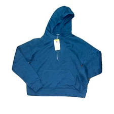 NWT Members Mark Womens Ribbed Half Zip Hoodie Lu Blue Size Small