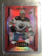 2020-21 UD Allure Red Rainbow Auto Rookie RYAN McLEOD Edmonton Oilers Card# 147