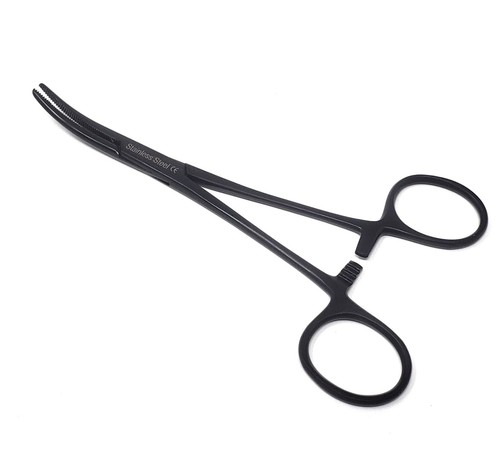 Stainless Steel Fly Fishing Plier Hook Remover Hemostat Forcep 5.5" Curved Black - Picture 3 of 3