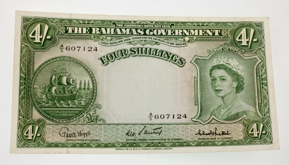 1953 Bahamas 4 Shillings Note in XF Condition P #13 - Image 3 of 3