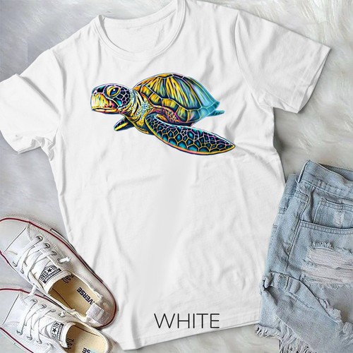 Sea Turtle Motif Sea Animals Ocean Turtles colorful Unisex T-shirt - Picture 10 of 11