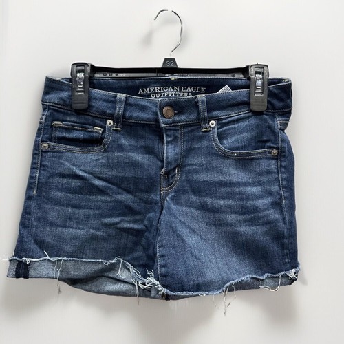 American Eagle Super Stretch Midi Jeans Shorts abgeschnitten roher Saum Bündchen Damen 8