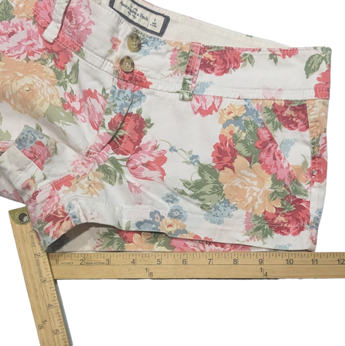 Abercrombie & Fitch Low Rise Micro Mini Shorts 4 Pink Floral Coquette Cottage - Picture 6 of 8