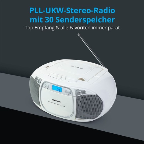 Medion MD44176 E66476 CD-Player Radio Kassettenspieler Boombox Tragbar USB Retro - Picture 17 of 75