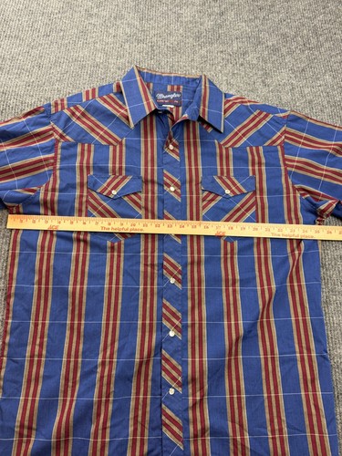 Vintage Wrangler Shirt Men's 17 1/2 X-Long Tails Classic Western Pearl Snap - Picture 4 of 8