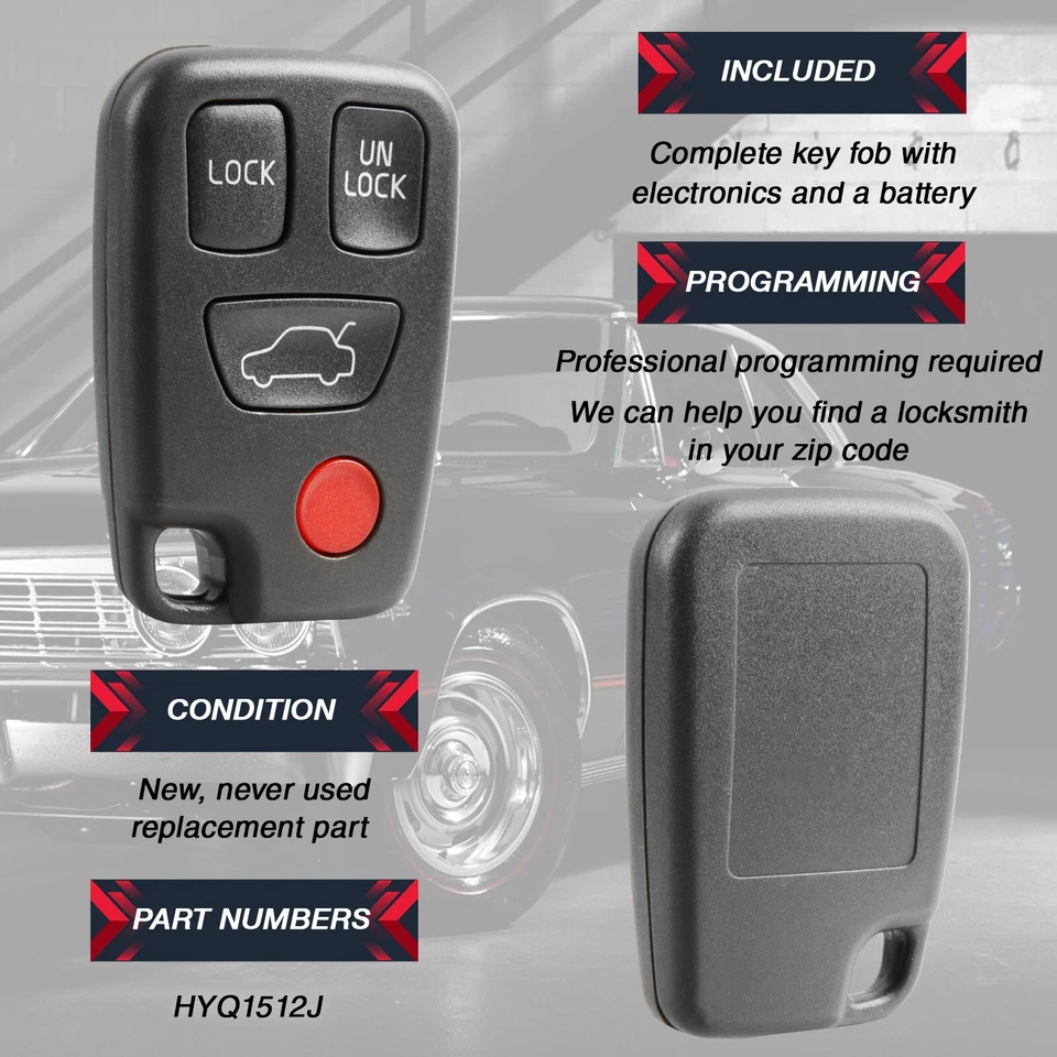 Key Fob Remote Replacement 4btn for 1997-2005 Volvo S40 S70 V40 V70 HYQ1512J Foto 4 de 4
