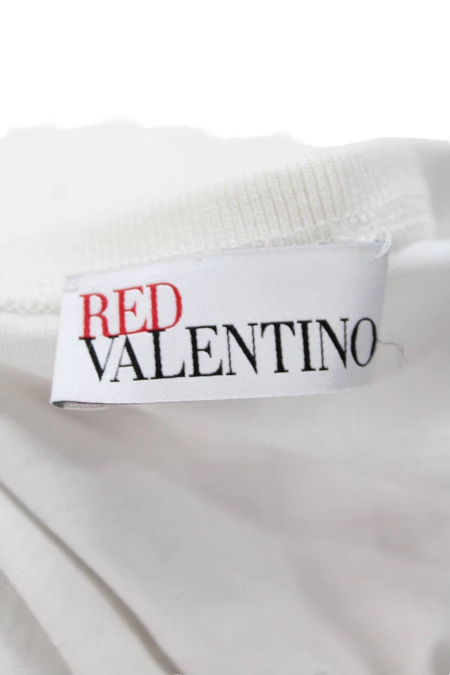 RED Valentino, Mujer Camiseta Básica Blanca Algodón Cuello Redondo Manga Corta Talla XL Foto 4 de 4