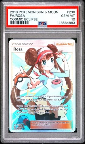 2019 POKEMON SUN & MOON COSMIC ECLIPSE #236 FULL ART/ROSA PSA 10