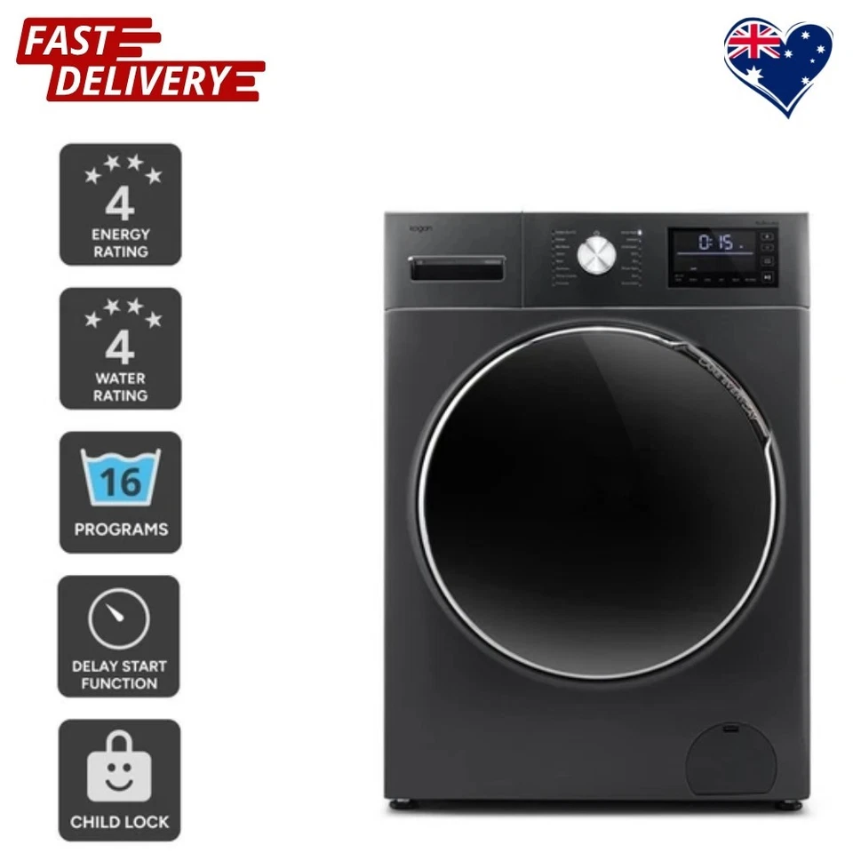 Kogan 9kg/6kg Washer Dryer Combo (Black) Space-Saving 2-in-1 Laundry Unit AU - image 2 of 4