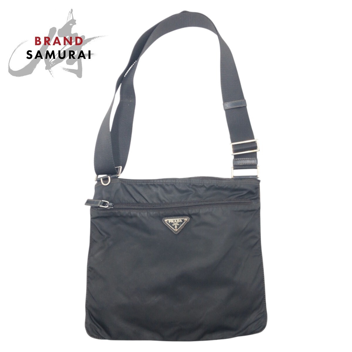 RARE Prada Black Nylon Tessuto Triangle Logo Unisex Shoulder Bag Sacoche