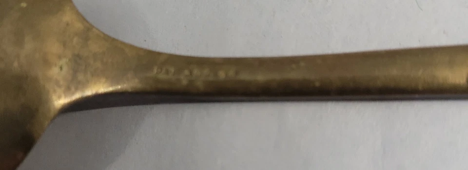 Antiguo par de cuchara vintage lavado dorado Waldo HE Holmes & Edwards Pat 1894 de 7 pulgadas Foto 4 de 4