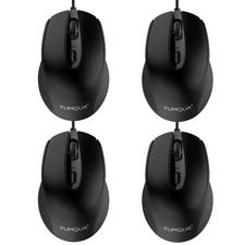 YUMQUA G222 Computer Mouse Wired 4 Pack, Bulk USB Corded Mouse, Office Home...