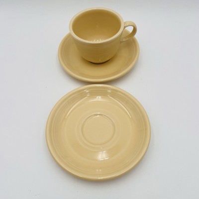 Homer Laughlin Fiesta Ware Coffee Mug & Saucers Ivory (Pale Yellow) Lead Free
