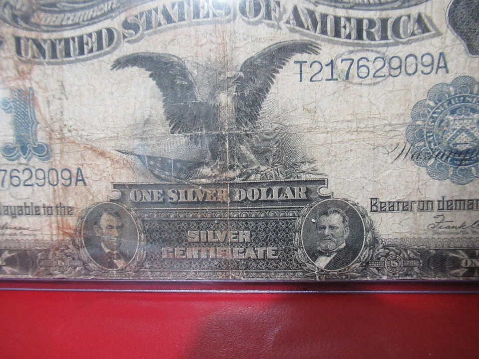 1899 $1 One Dollar Black Eagle Silver Certificate Note, 2 Date# 2/1/76  2/9/09 - Image 3 of 4