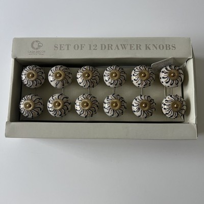 Casa Decor Set of 12 Ceramic Pull Knobs Drawers Cupboards NEW 