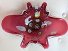 Murano Fratelli Toso Cranberry Millefiori Butterfly Art Glass Bowl Ashtray 11" — photo 4
