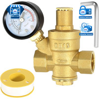 Druckminderer Wasser 1/2 Zoll DN15 Mit Manometer, Messing Einstellbar