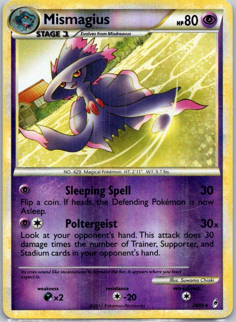 Pokemon TCG Mismagius Rare Reverse Holo Call of Legends 28/95 HP