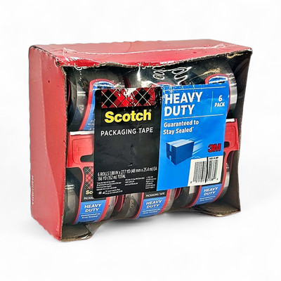 3M Scotch Heavy Duty Shipping Packaging Tape Dispensers, 1.88'' x 27.7 yd, 6-Pack