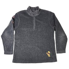 Disney Store Winnie the Pooh Fleece 1/4 Zip Pullover Gray Embroidered Size M