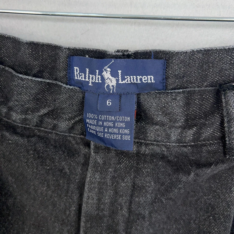 Vintage Ralph Lauren Shorts Womens 6 Black Denim High Rise Pleated Bermuda 90s - Image 4 of 4