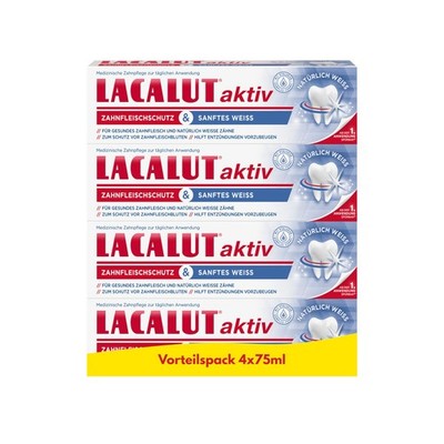LACALUT aktiv Zahnfleischschutz & Sanftes Weiß 75 g (4er Pack), 