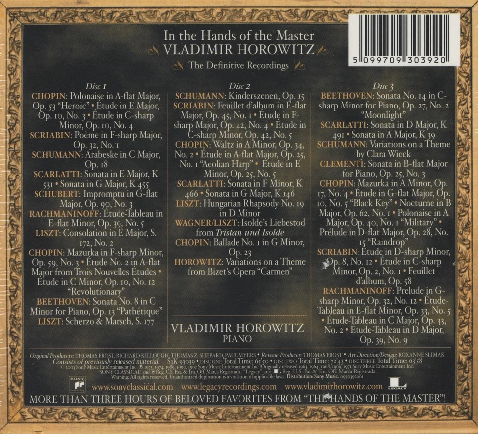 Horowitz - The Definitive Recordings - Sony 3 CDs - neu/OVP - Bild 2 von 2
