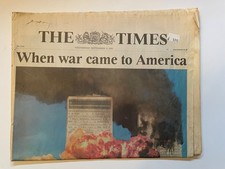 September 11, 2001 collectible newspaper London Times of September 12, 2001
