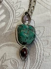 Rare gemstone pendant from Peru necklace in high quality silver 1920 HTF