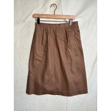 Vintage Panther Brown Wool Midi Skirt High Waisted Pleated ILGWU Made in USA