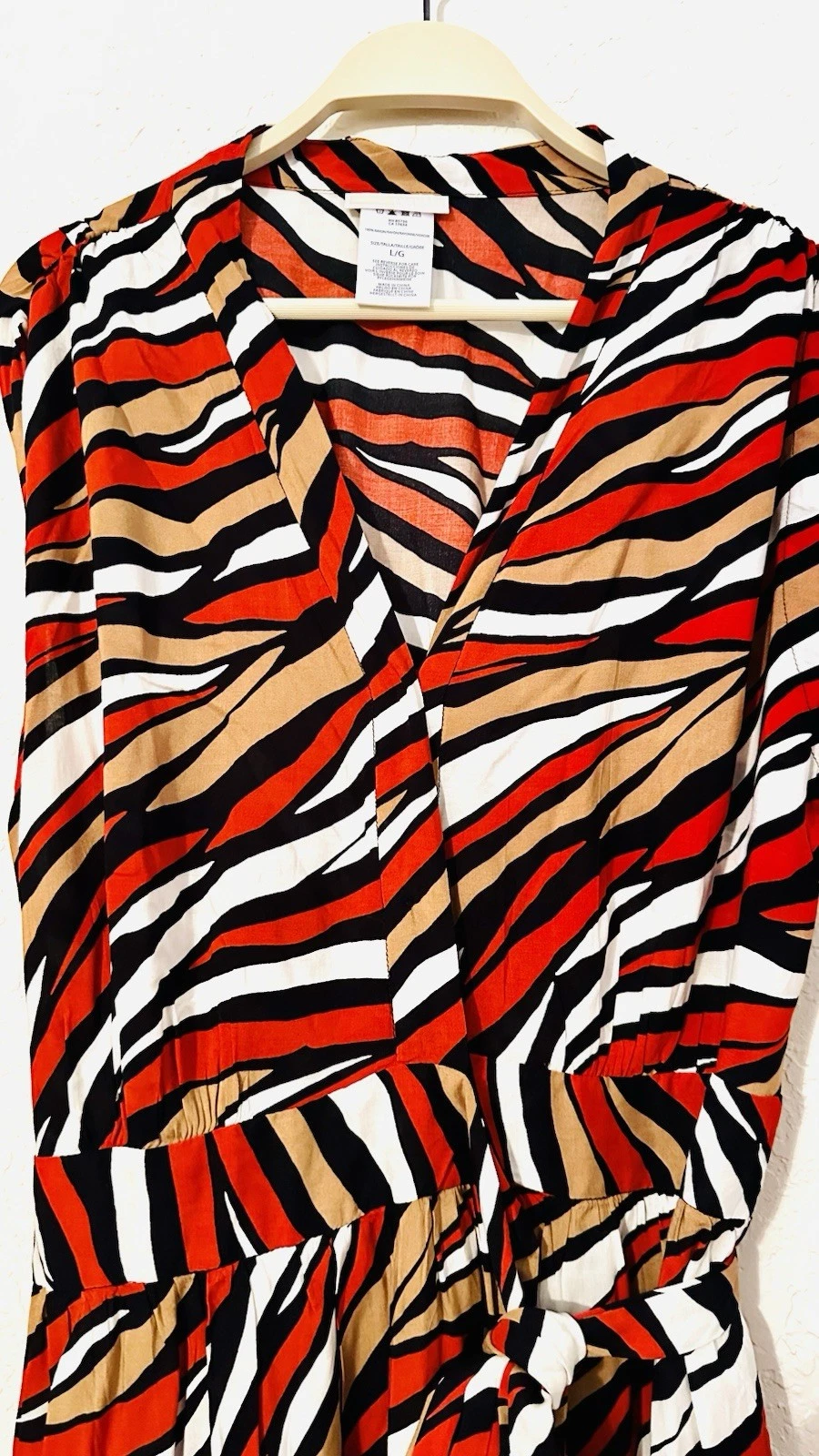 MICHAEL KORS Vestito Copricostume Avvolgente Tigre Taglia L