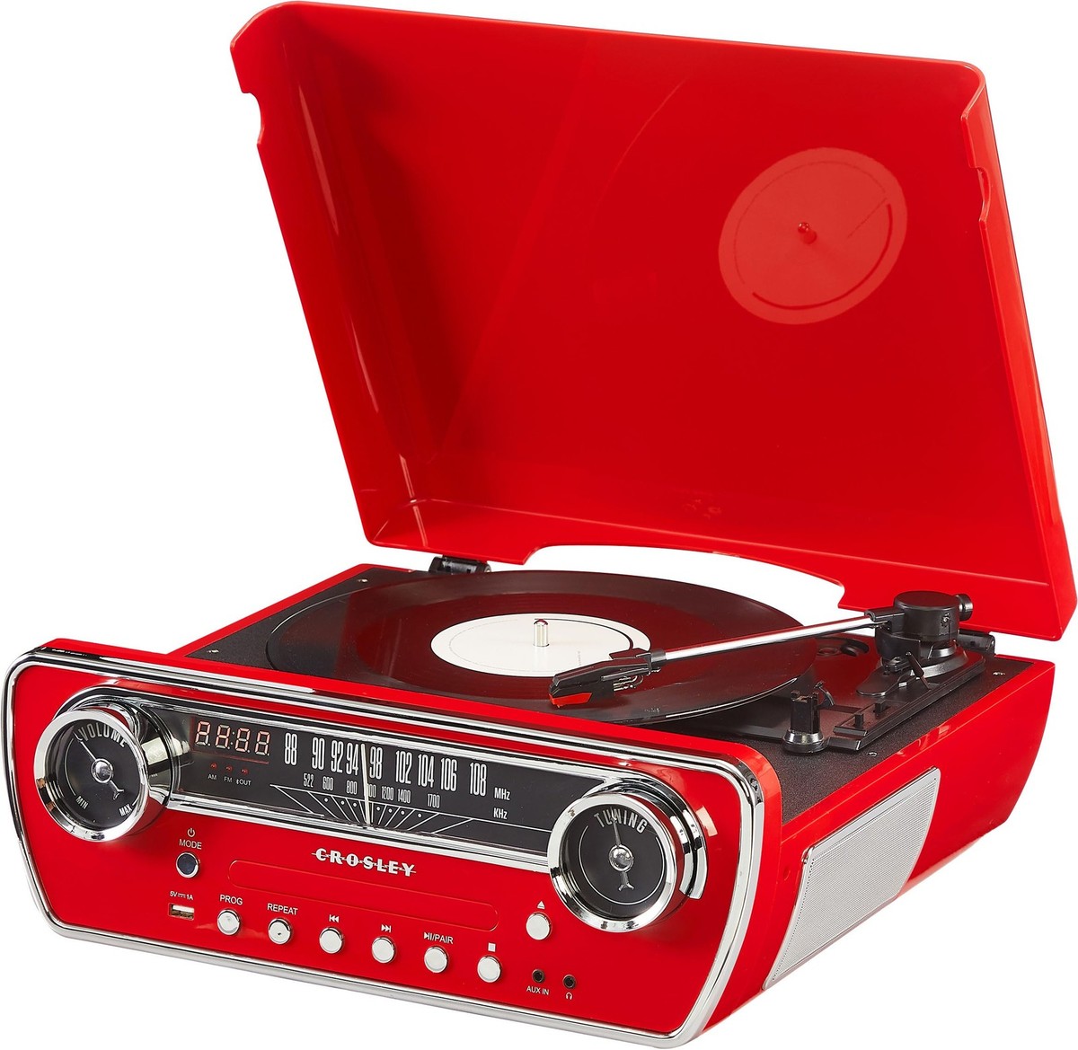 Crosley Powel 7-in-1 Bluetooth Vinyl Record Player with AM/FM