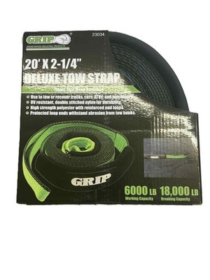 Grip 20' x 2-1/4'' Deluxe Tow Strap 6000lb Working Capacity 23034