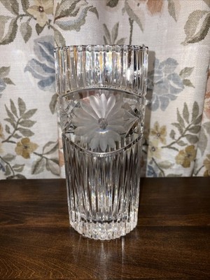 Rare Dresden Signed Crystal Vase Fluted With Flower