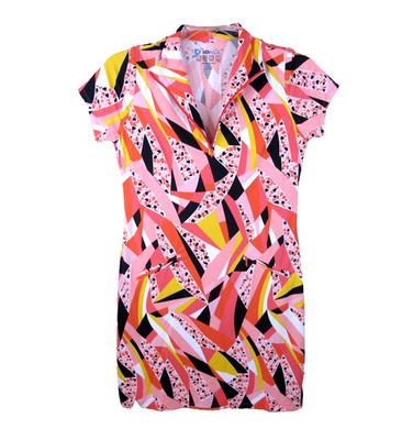 IBKUL Brianna Watermelon 1/4 Zip Mock Neck Golf Tennis Dress Women's S
