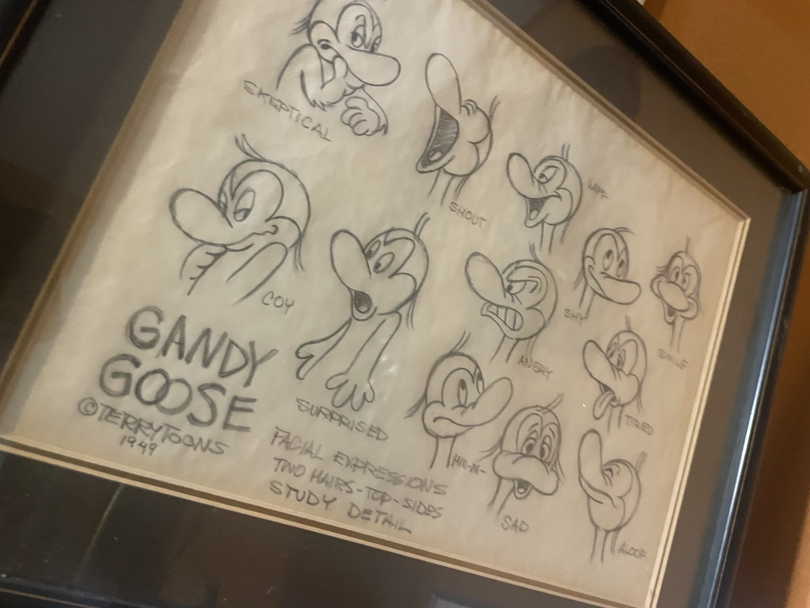 🔥 1949 Terry Toons Gandy Goose Model Sheet Sketch Vintage Mighty Mouse Cartoon