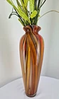 Vintage Murano Venetian Art Glass Vase 17" Hand Blown Multicolor Striped Italy