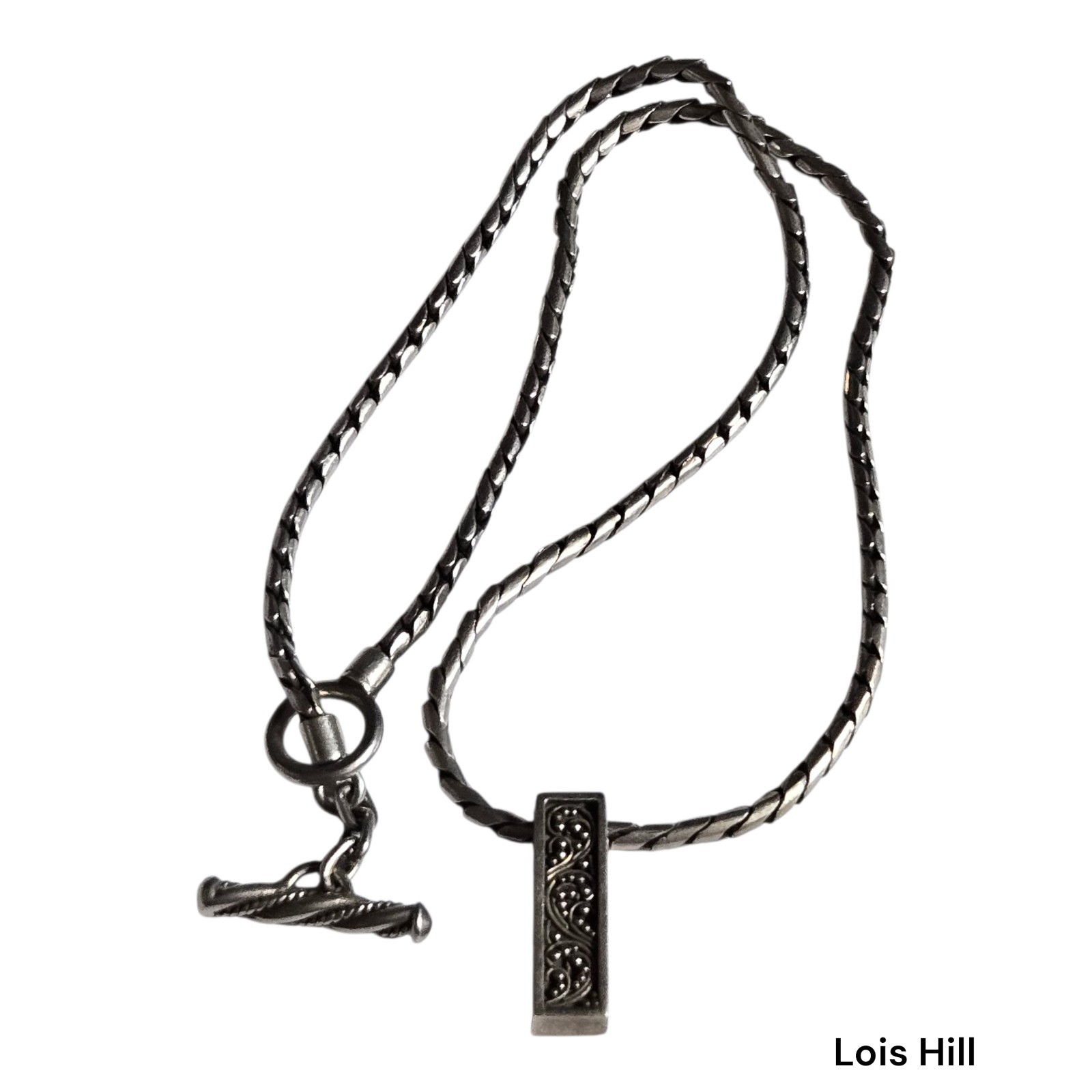 Lois Hill Sterling Silver Rectangular Pendant Nec… - image 1