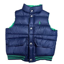 Polo Ralph Lauren Reversible Duck Down Puffer Vest Boy 2T Wool Blend Winter