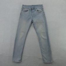 Levis 502 Jeans Mens 28X30 Tag 29x31 Blue Light Wash Tapered Leg Stretch Denim